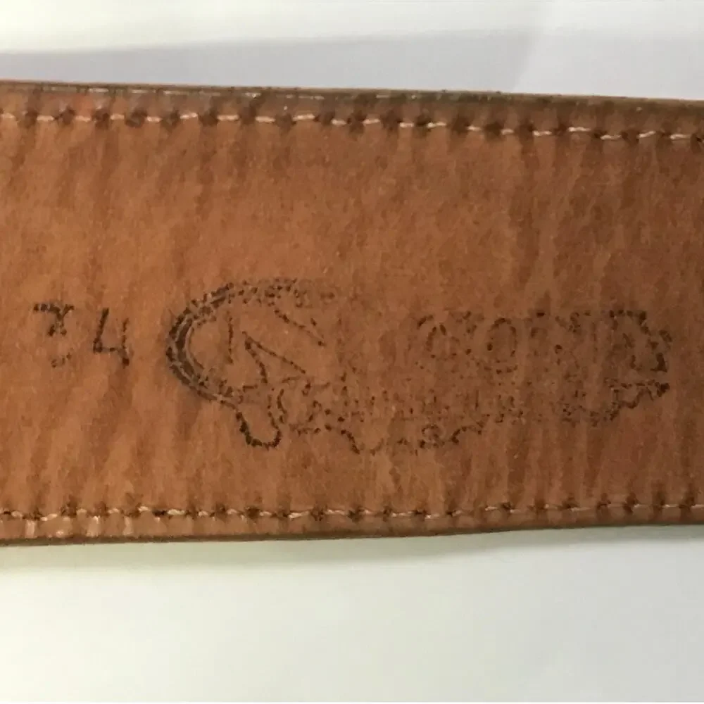 Vintage Nocona Mens Tan Genuine Ostrich Leather Western Belt With Buckle Size 34
